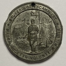 1880s-90s MASSACHUSETTS CIVIL WAR ENCAMPMENT MEDAL VOLUNTEER MILITIA FRAMINGHAM