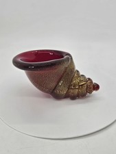Vintage Seguso Vetri Murano Glass Gold Fleck Conch Shell Seashell