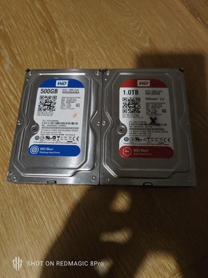 WD HDD Red 1TB + 500GB Blau Desktop HD ungetestet! Bitte Beschreibung lesen.
