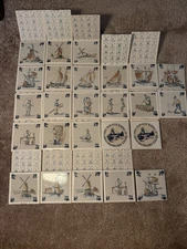 Vintage KLM Business Class Tile Coasters Lot Of 25 Delft Blue