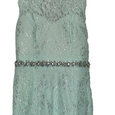 Pastel Green Formal Dress Juniors Lace Sequin Hearts Size 13 Evening Feminine