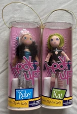 Vintage 2001 Hook-ups Ruby And Kat Clip On Poseable Dolls.