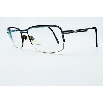 Turboflex Eyeglasses Mens Black Rectangular TF214 Semi-Rimless 57-19-145 20