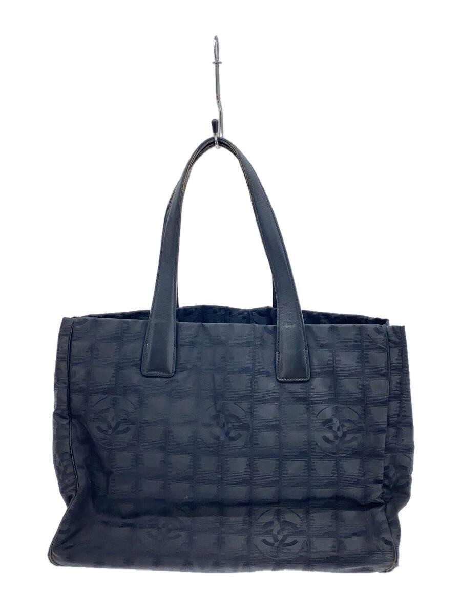 CHANEL Black Nylon Tote Bag with All Over Pattern