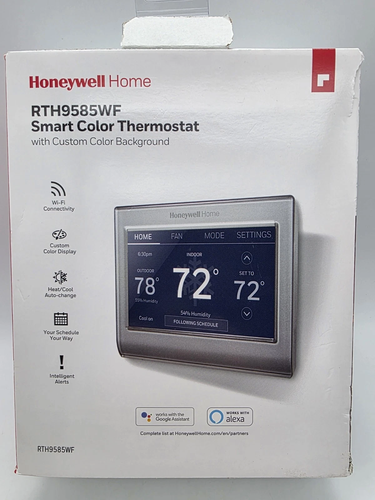 Honeywell Home RTH9585WF1004 Wi-Fi Smart Thermostat (Silver) NOB