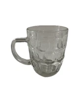 Collectible 20 oz Pressed Glass Thumbprint Tankard Beer Stein Mug Made in USA