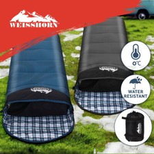 Weisshorn Sleeping Bags Single Grey Blue Camping Hiking Winter Thermal 0°C-20°C
