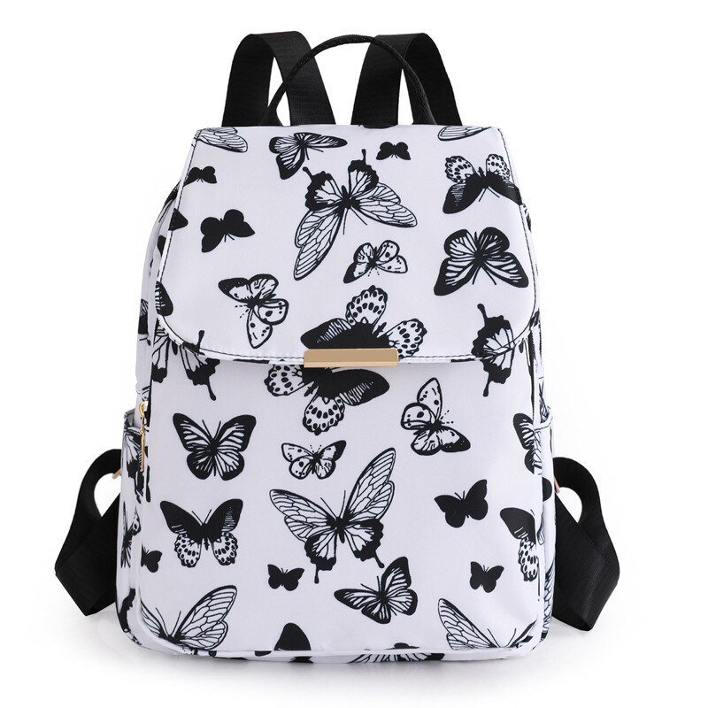 ★LOW CLASSIC★ BUTTERFLY BAG_BLACK_LOW24RM_BA040BK Butterfly Print Women Backpack Student Waterproof School