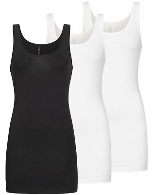 Only Damen Tank Top 3er Pack Shirt Trägertop Tanktop lang slim Oberteil ärmellos