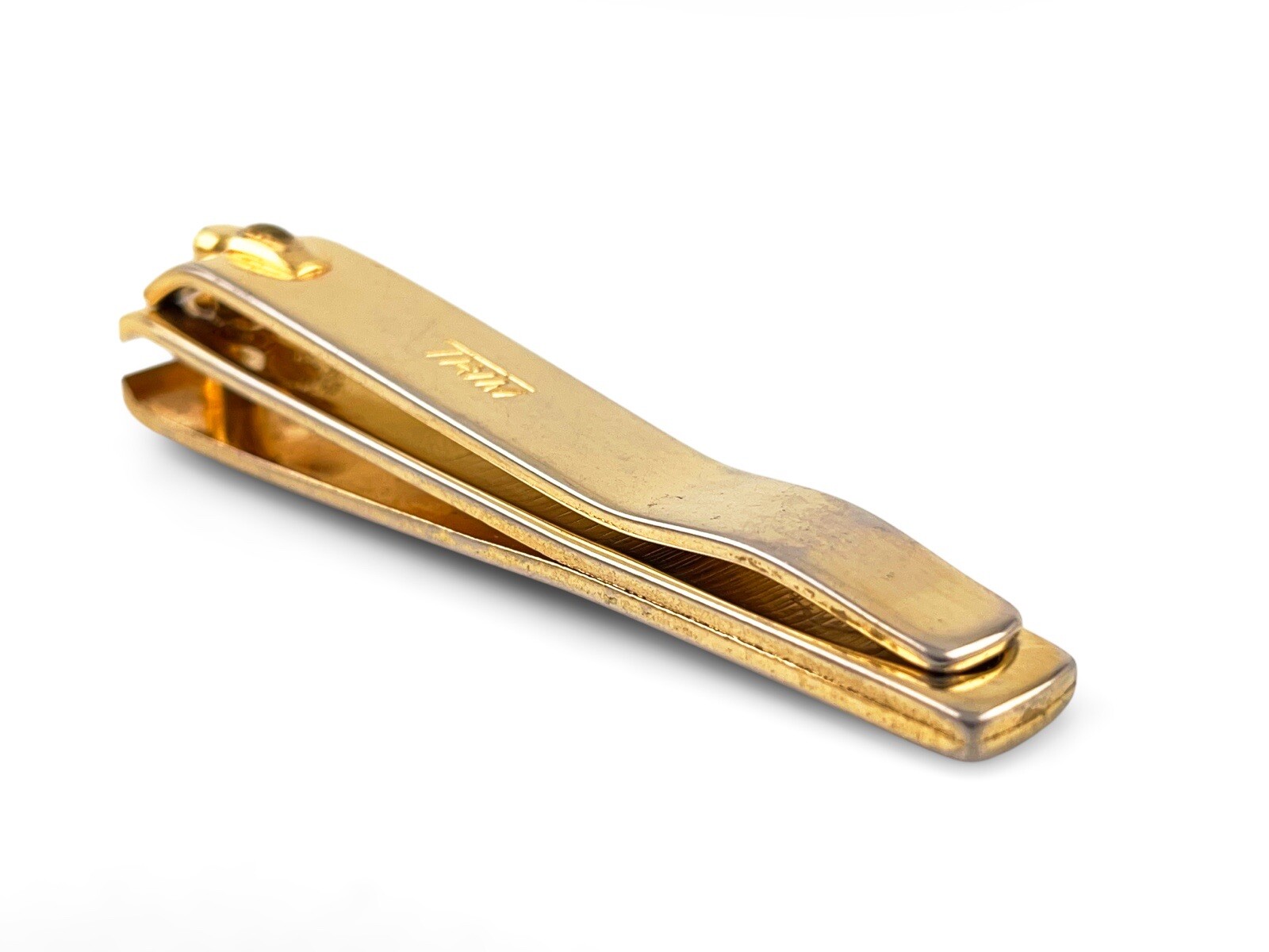 Vintage 3 1/4" TRIM BASSETT USA 72 Nail Clipper Gold Tone For Fingers