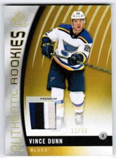 17/18 SP GAME USED VINCE DUNN #127 AUTHENTIC ROOKIES PATCH /49 ST LOUIS BLUES