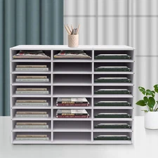 24 Compartment Literature Organizer Form File Sorter Office Paper Storage Holder