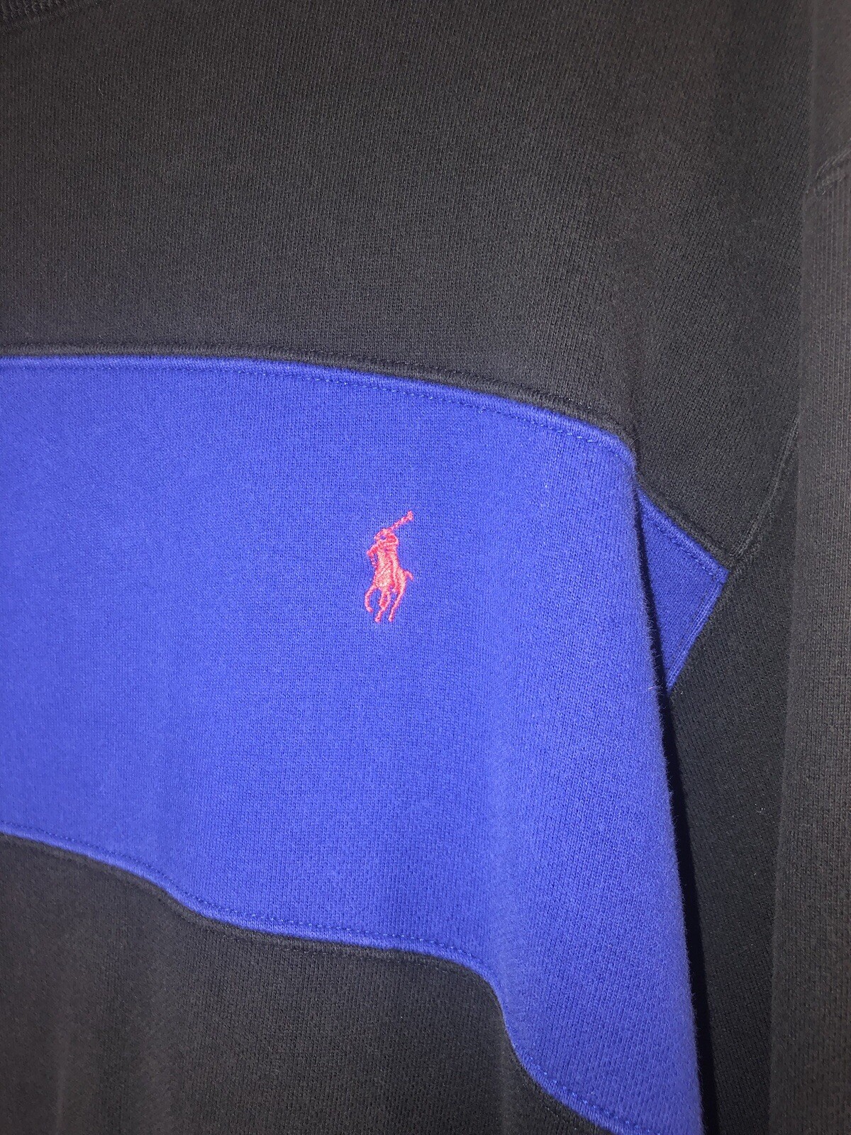 VINTAGE Polo Ralph Lauren Felpa Uomo Grande Nero Girocollo Rigato Pony RL