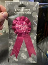 Creative Converting Birthday Girl Pink Award Ribbon New!!!