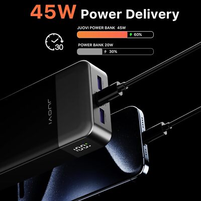 Power Bank 20000mAh 45W Charging Portable External Battery Backup Fast Charging
