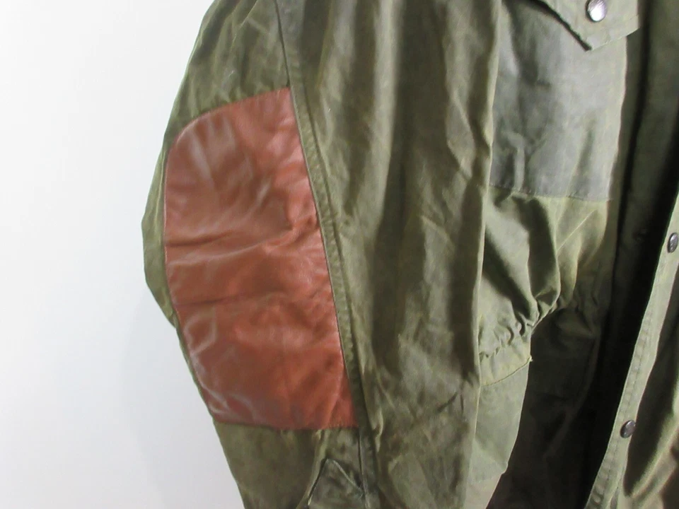 Chaqueta de algodón encerado MULBERRY England Cupra talla XL ribete de cuero con capucha verde Foto 3 de 4