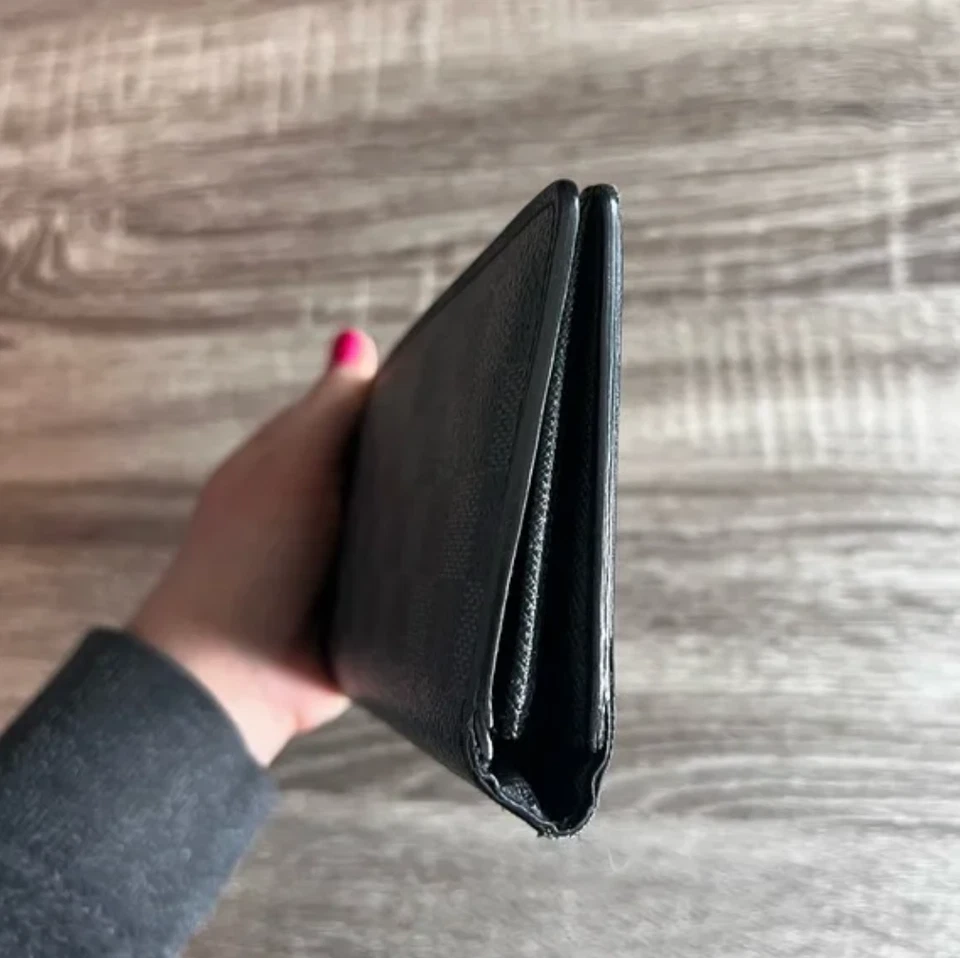 Authentic Louis Vuitton Brazza Black Damier Graphite Canvas Long Wallet - Image 3 of 4