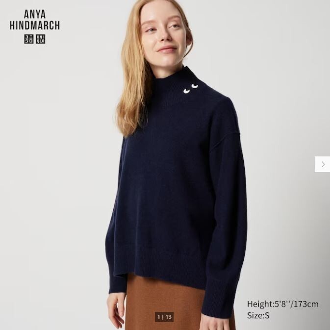 ＊UNIQLO×ANYA HINDMARCH カシミヤニット　ネイビーXL ＊ NEW 100% Cashmere NAVY BLUE M MEDIUM Anya Hindmarch x Uniqlo Long