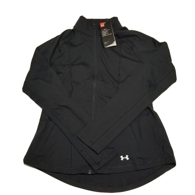 Under Armour Women UA HeatGear Full Zip Jacket Black Sz M 1326985001