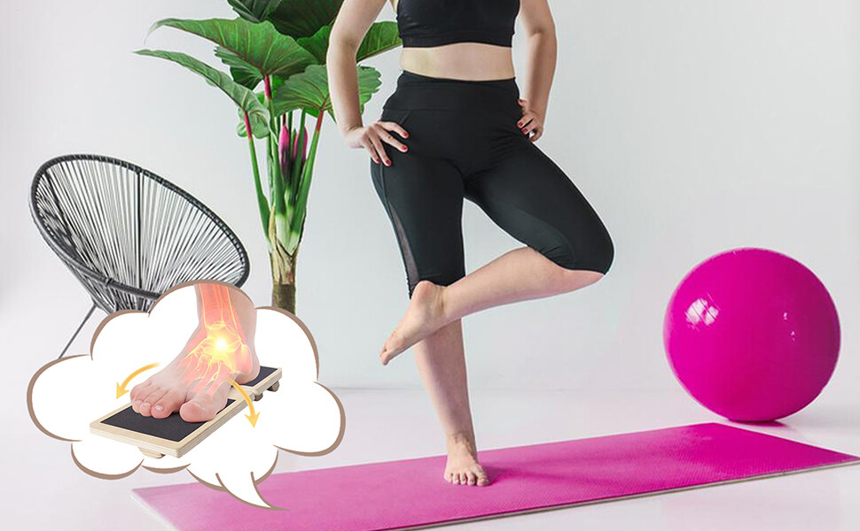 Balance Board For Sprained Single Leg Wooden Anti Slip Ankle Foot Exerciser thumbnail 2