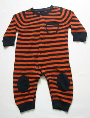 BABY GAP baby boys size 3-6 months navy blue/orange striped sweater one-piece