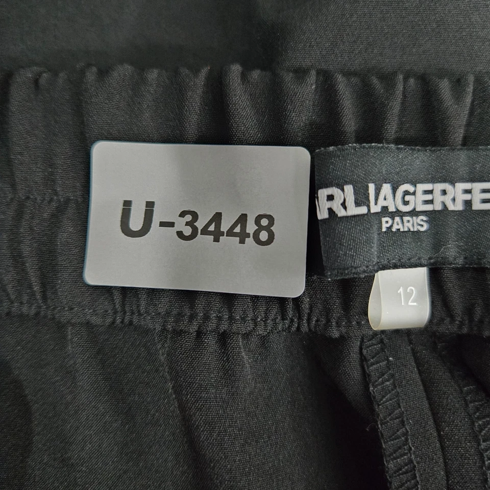 Pantalones de mujer Karl Lagerfeld 12 negros pantalones de vestir bolsillos rectos 29 en entrepierna Foto 2 de 4