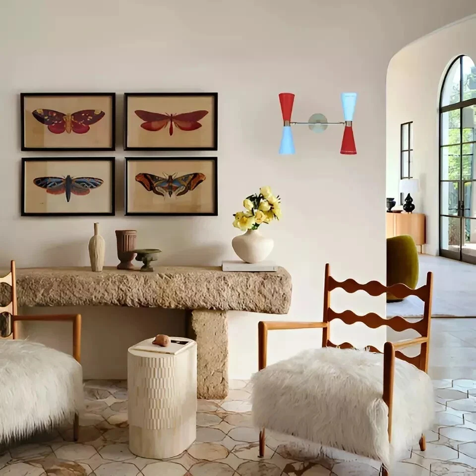 Italian Wall Sconce 11" Adjustable Wall Lamp Swing arm wall Sconce Double Lamp - Image 2 of 4