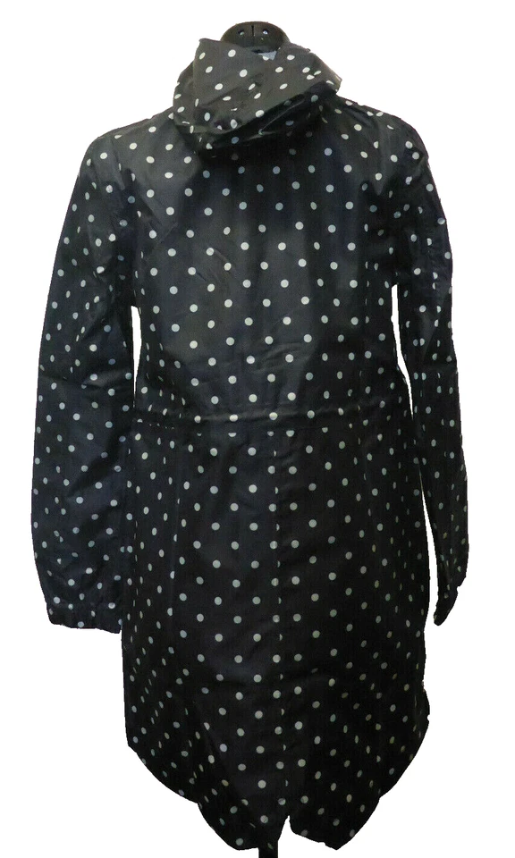 Joules Y GoLightly Navy Spot Spotted Packaway Jacket Waterproof Mac Coat Women 6 - Image 3 of 4