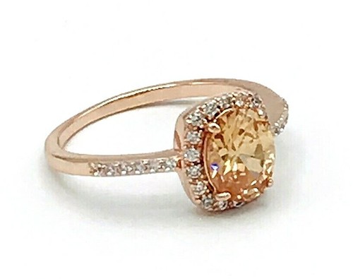 Fragrant Jewels Signed FJ Rose Gold Halo Ring Size 10 - Picture 5 of 9