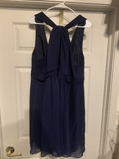 Davids Bridal Size Navy Blue Bridesmaid Dress Twist Front Adult Size 24