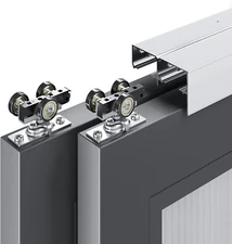 6Ft/72In Bypass Double Sliding Pocket Door Hardware Kit, Commercial Grade, Alumi