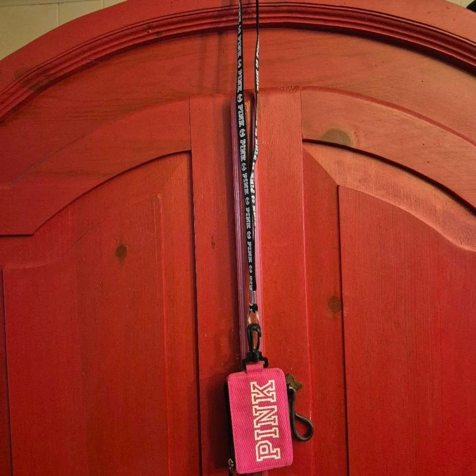 Victorias Secret HTF Pink Lanyard ID Holder School Grey Marl Sleev Pouch Lanyard - Image 3 of 4
