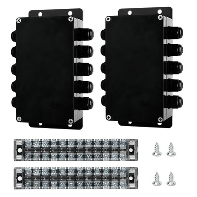 IP67 Waterprof Electrical Junction BoxTerminal Cable Connector 5 in/5 Out Pow...
