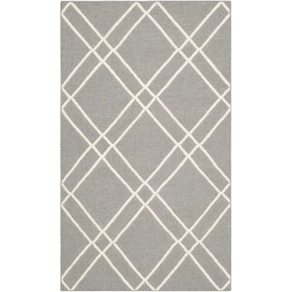 Alfombra SAFAVIEH Dhurries DHU638B tejida a mano gris/marfil Foto 4 de 4