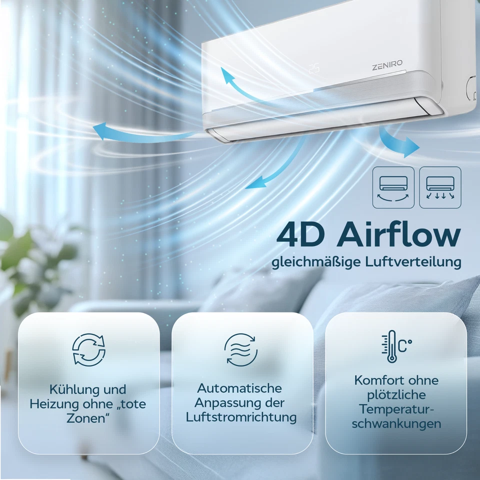 Split Klimaanlage Mit Heizfunktion Set ULTRA+ 5,3kW 18000 BTU 4D Flow WiFi App - Bild 4 von 4