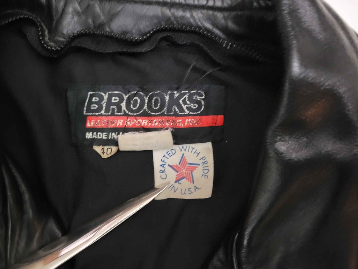 Brooks Leather Sportswear ライダースジャケット 40 Vintage Brooks Made In USA Leather Motorcycle Moto Racer