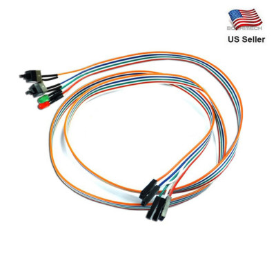 ATX PC Compute Motherboard Power Cable 2 Switch On/Off/Reset with LED Light