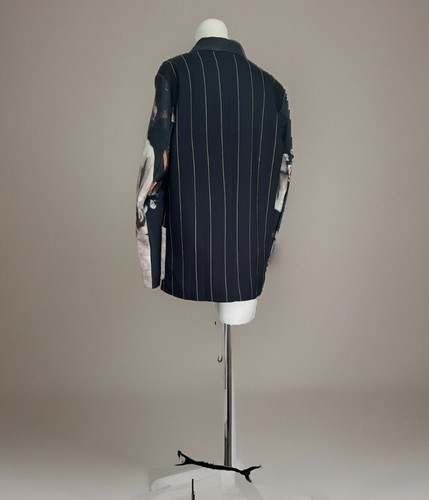 Ladies Black Abstract Designer Edgy Urban Street Fitted Blazer Jacket Coat 10 - Picture 15 of 19