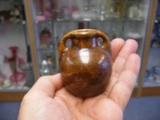 Vintage Primitive Miniature Stoneware 2 1/2" Two Handled Storage Jar