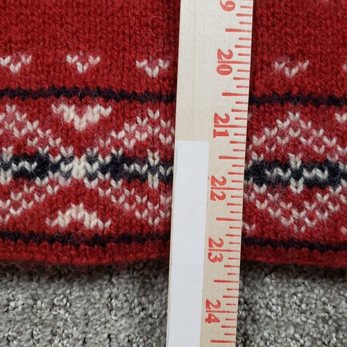 Vintage LL Bean Sweater Womens Medium Red Wool Nordic Fair Isle Made in USA - Picture 6 of 7