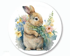 Stunning Easter Bunny Pretty Flowers Scrapbook Stickers Envelope Seals Favors