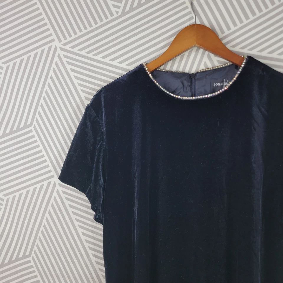 Vintage Velvet Sheath Dress Plus 18W 20W Evening Special Event Jewel Collar - Image 3 of 4