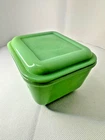 Fire King Small Jadeite Philbe Refrigerator Storage Square Dish with Lid