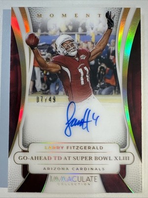 2025 Panini Immaculate Larry Fitzgerald Super Bowl Moments Auto Autograph #/49