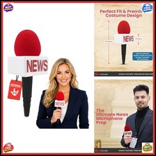News Reporter Microphone Prop Plastic Handheld Halloween Costume Accessory
