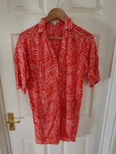 Whistles Shirt Dress Womens XS Orange White Abstract Cupro Viscose