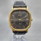 Seiko Watch Men 31mm Black Dial Gold Tone Octagon 9921-5010 New Battery