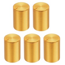 5pcs Potentiometer Knob Knurled Shaft Gold Aluminum 6mm Shaft Dia. 10mmx15mm