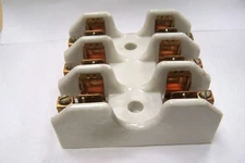 Buss 2608 429P 3 pole 80 Amp 250V Fuse Block Holder Ceramic copper contacts Used