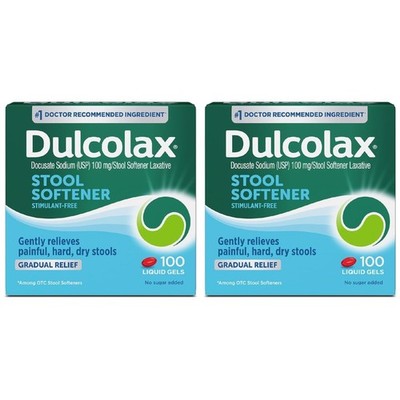 Dulcolax Gentle Stool Softener Capsules, 2 Pack - 200 Gel Capsules - Exp. 2/28